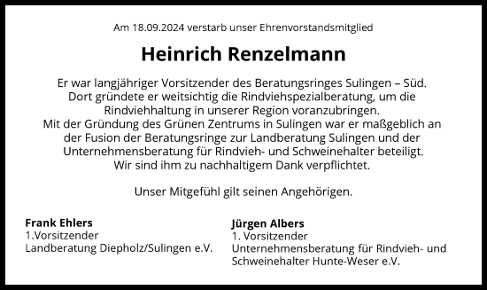 Traueranzeige von Heinrich Renzelmann von SYK