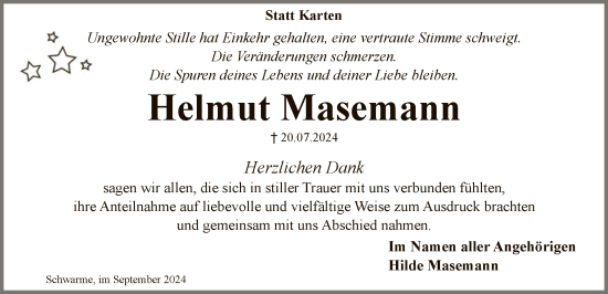 Traueranzeige von Helmut Masemann von SYKSYK