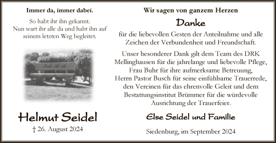 Traueranzeige von Helmut Seidel von SYK