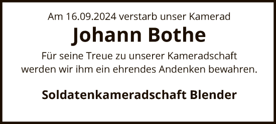 Traueranzeige von Johann Bothe von SYK