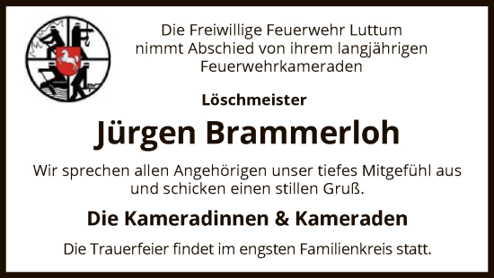 Traueranzeige von Jürgen Brammerloh von SYK