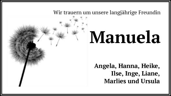 Traueranzeige von Manuela  von SYK