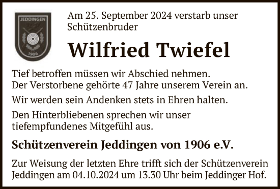 Traueranzeige von Wilfried Twiefel von SYK