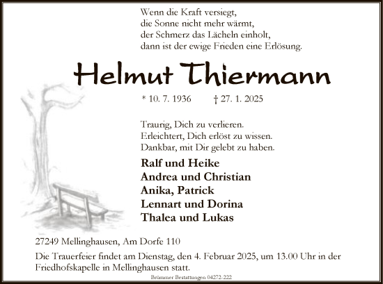 Traueranzeige von Helmut Thiermann von SYK