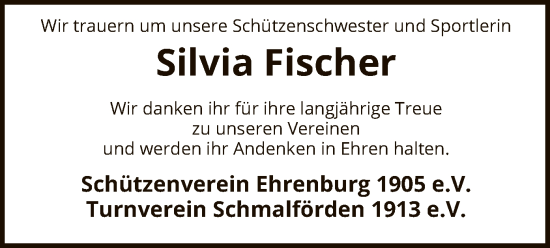 Traueranzeige von Silvia Fischer von SYK