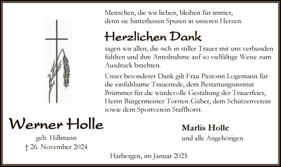 Traueranzeige von Werner Holle von SYK