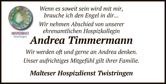 Traueranzeige von Andrea Timmermann von SYKS