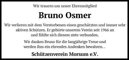 Traueranzeige von Bruno Osmer von SYKS