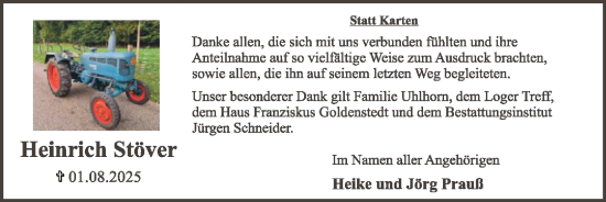 Traueranzeige von Heinrich Stöver von SYKS