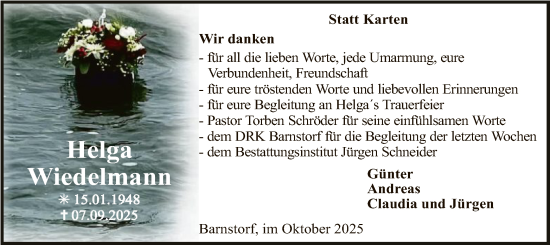 Traueranzeige von Helga Wiedelmann von SYKS