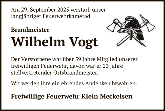 Traueranzeige von Wilhelm Vogt von SYKR