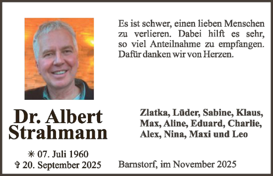 Traueranzeige von Albert Strahmann von SYKS