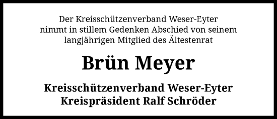 Traueranzeige von Brün Meyer von SYKS