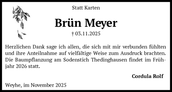 Traueranzeige von Brün Meyer von SYKS