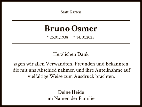 Traueranzeige von Bruno Osmer von SYKSSYKS