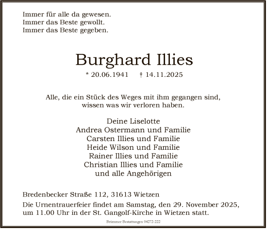 Traueranzeige von Burghard Illies von SYKS