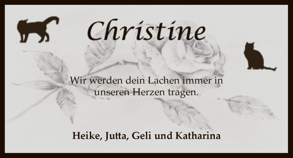  Traueranzeige für Christine Schütte vom 22.11.2025 aus SYKS