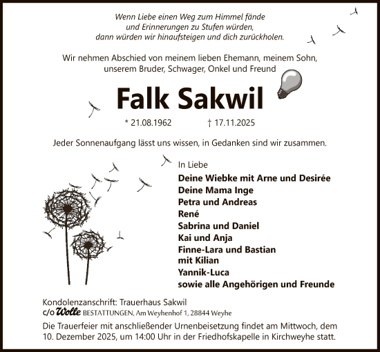 Traueranzeige von Falk Sakwil von SYKS