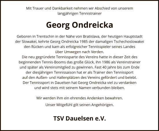 Traueranzeige von Georg Ondreicka von SYKS
