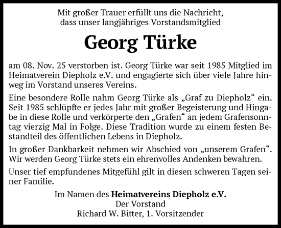 Traueranzeige von Georg Türke von SYKS