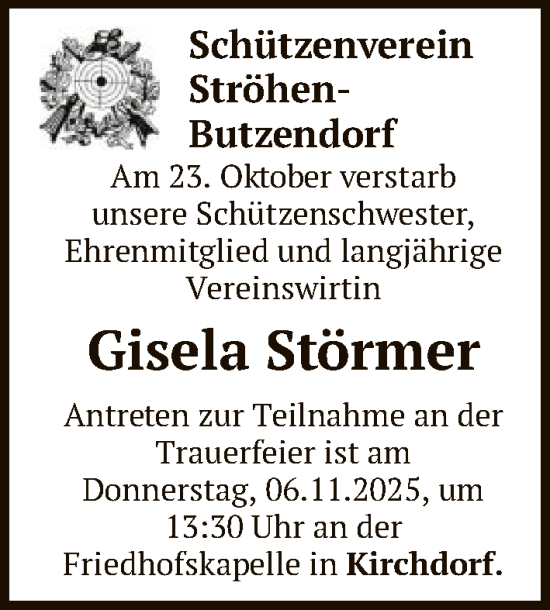 Traueranzeige von Gisela Störmer von SYKS