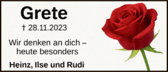 Traueranzeige von Grete Pfeifer von SYKS