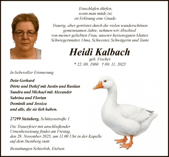 Traueranzeige von Heidi Kalbach von SYKS