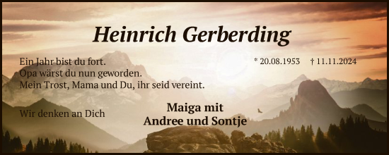 Traueranzeige von Heinrich Gerberding von SYKS
