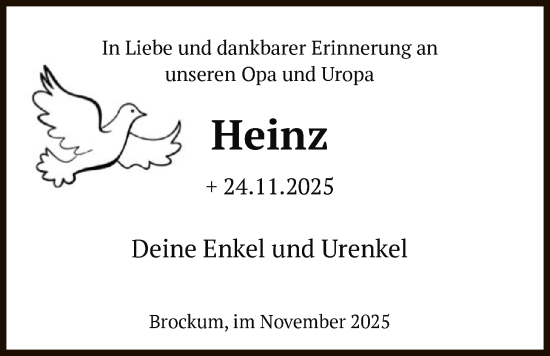 Traueranzeige von Heinz  von SYKS