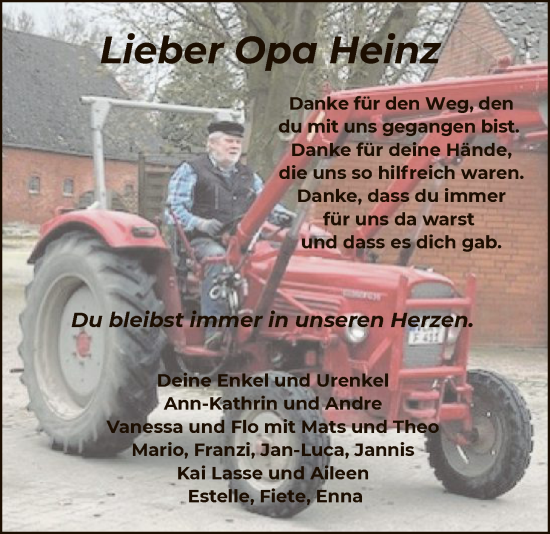 Traueranzeige von Heinz  von SYKS