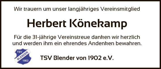 Traueranzeige von Herbert Könekamp von SYKS