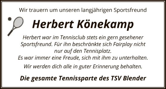 Traueranzeige von Herbert Könekamp von SYKS