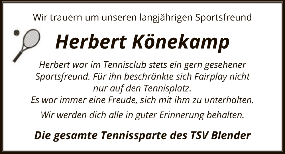  Traueranzeige für Herbert Könekamp vom 05.11.2025 aus SYKS