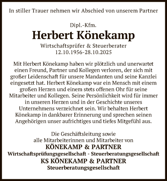 Traueranzeige von Herbert Könekamp von SYKS