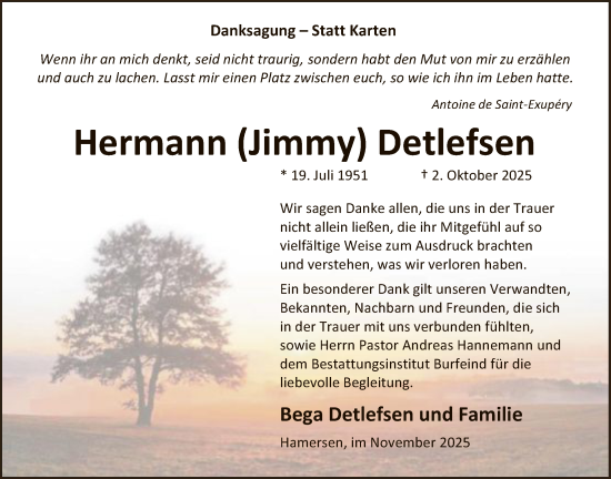 Traueranzeige von Hermann Detlefsen von SYKR