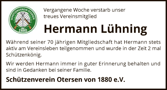 Traueranzeige von Hermann Lühning von SYKS