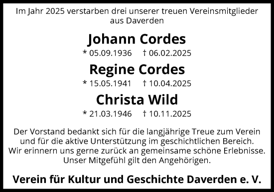 Traueranzeige von In Gedenken  von SYKS