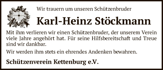 Traueranzeige von Karl-Heinz Stöckmann von SYKR