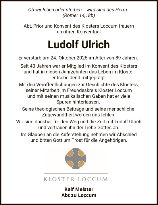 Traueranzeige von Ludolf Ulrich von SYKS