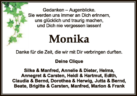 Traueranzeige von Monika  von SYWZSYKS