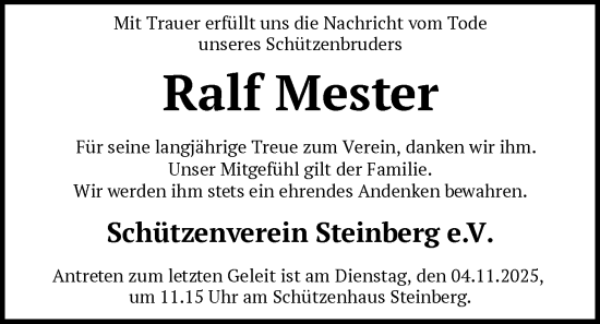 Traueranzeige von Ralf Mester von SYKS