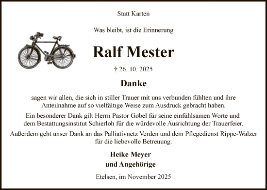 Traueranzeige von Ralf Mester von SYKS
