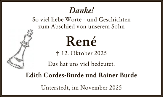 Traueranzeige von René Burde von SYKR