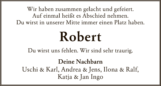Traueranzeige von Robert  von SYKR