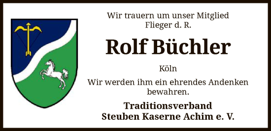 Traueranzeige von Rolf Büchler von SYKS