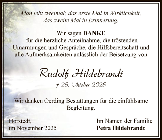 Traueranzeige von Rudolf Hildebrandt von SYKR