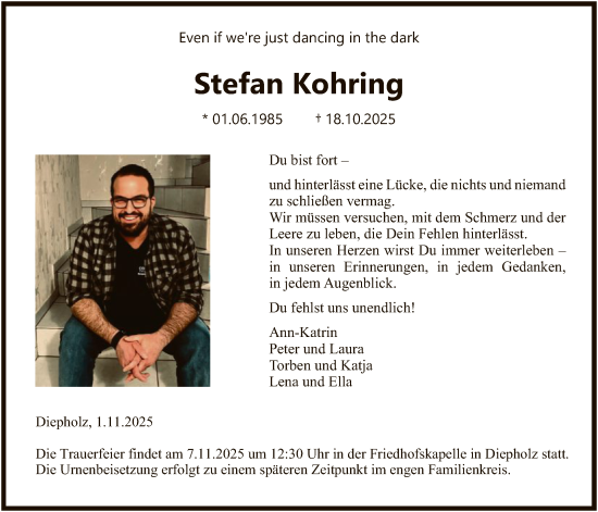 Traueranzeige von Stefan Kohring von SYKS