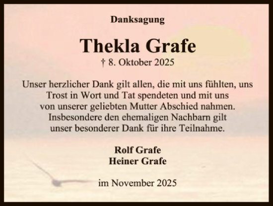 Traueranzeige von Thekla Grafe von SYKR