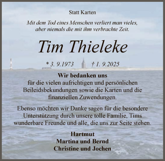 Traueranzeige von Tim Thieleke von SYKS