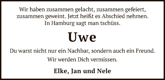 Traueranzeige von Uwe  von SYKR